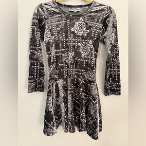 Dori Creation Gray Floral Kids Dress